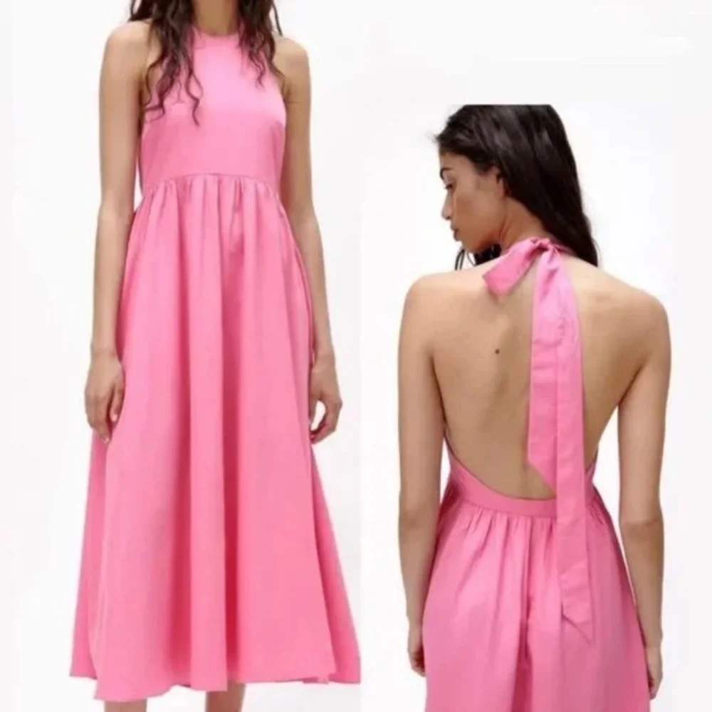 New Zara Elegant Pink Sleeveless Dress - Picture 8 of 10